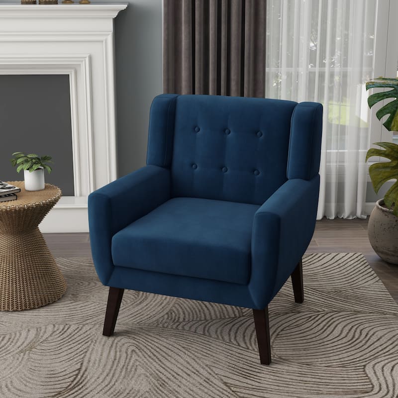 Velvet Upholstered Armchair Tufted Accent Chair
