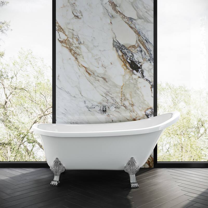 Caché Single Slipper, Clawfoot Soaking Acrylic Bathtub