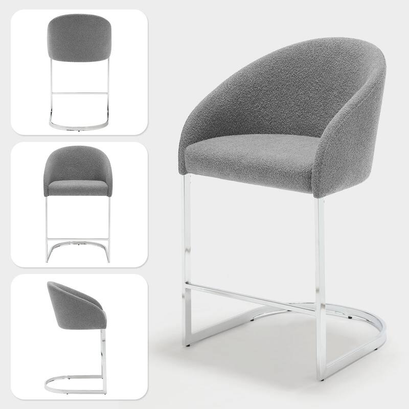 26" Fabric Upholstered Counter Height Bar Stools with Arms - 37" H x 22.4" W x 22" D