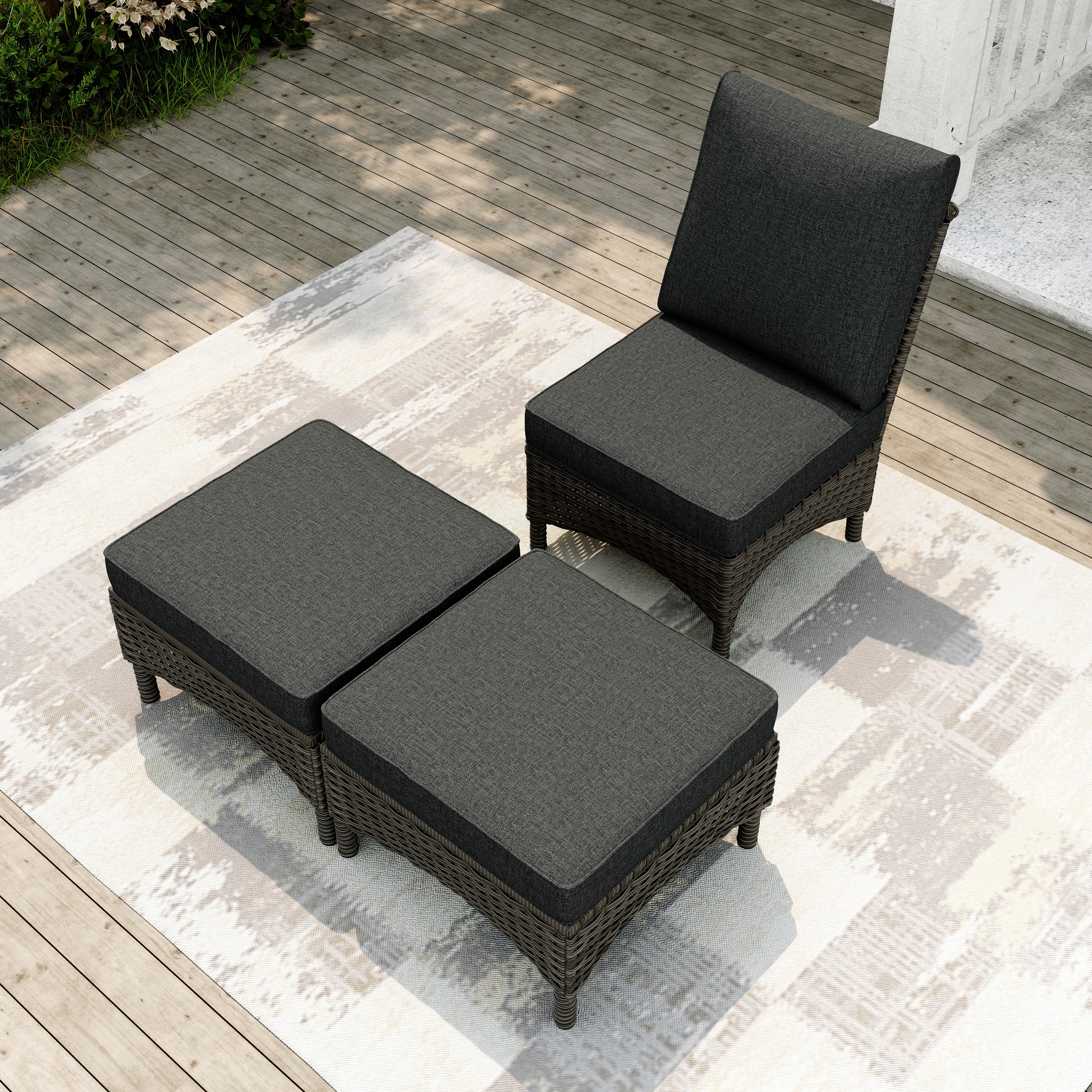 Outdoor Rattan Patio Furniture Set Conversation Set