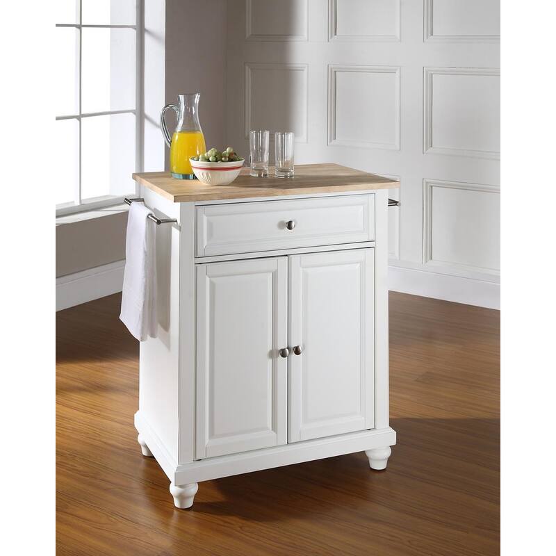Kitchen Island Cart with Wood Top & Storage - Portable Kitchen Furniture for Small Spaces