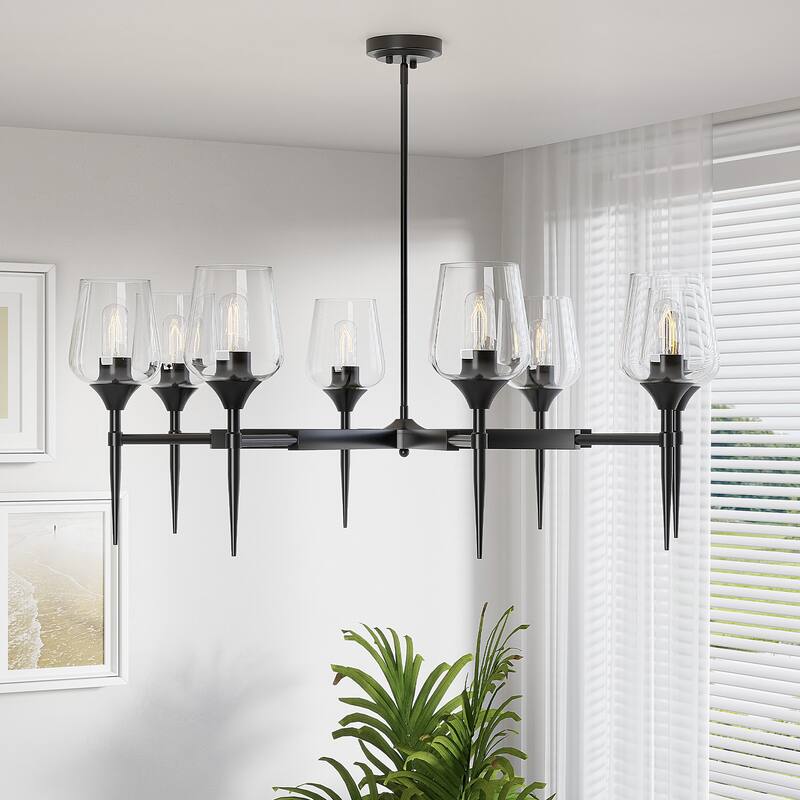 8 - Light Dimmable Classic Traditional Chandelier - N/A - Black