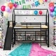preview thumbnail 1 of 10, House Metal Twin Size Loft Bed with Shelves and Slide Black