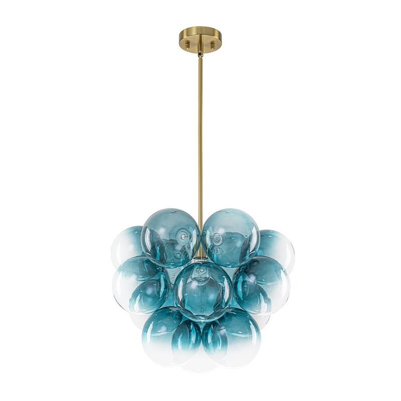 Glam Single-light Dining Room Glass Globe Bubble Chandelier - 17.7 in