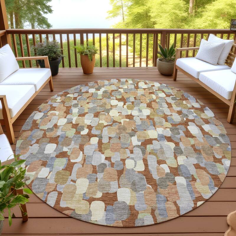 Machine Washable Indoor/ Outdoor Contemporary Drew Chantille Rug - Paprika - 8' x 8'
