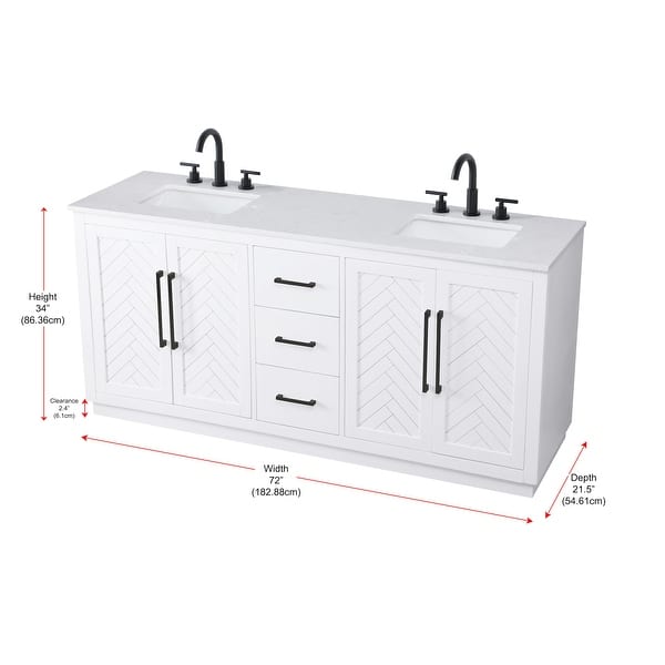 dimension image slide 1 of 2, Elegant Lighting VF29072D Chase 72" Free Standing Double Basin Vanity