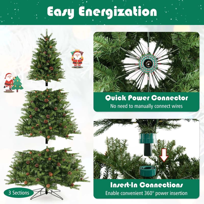 7 FT Pre-Lit Christmas Tree with Quick Power Connector Timer