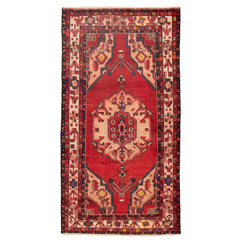 ECARPETGALLERY Hand-knotted Andelz Red Wool Rug - 4'2 x 7'7 - Red - 4'2 x 7'7