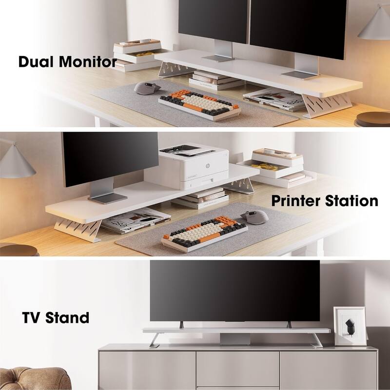 Fenge Dual Monitor Stand Riser, 31.5 inch Long Monitor Stand for Desk - 31.5 x 9.2 x 3.9 inches