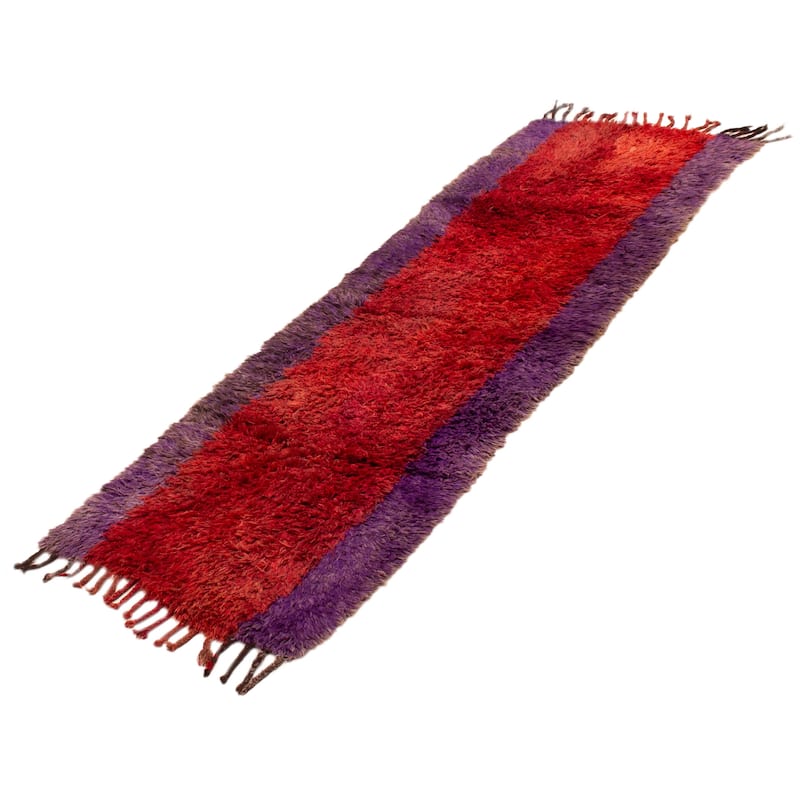 ECARPETGALLERY Hand-knotted Afghan Shiravan Red Wool Rug - 3'0 x 9'10