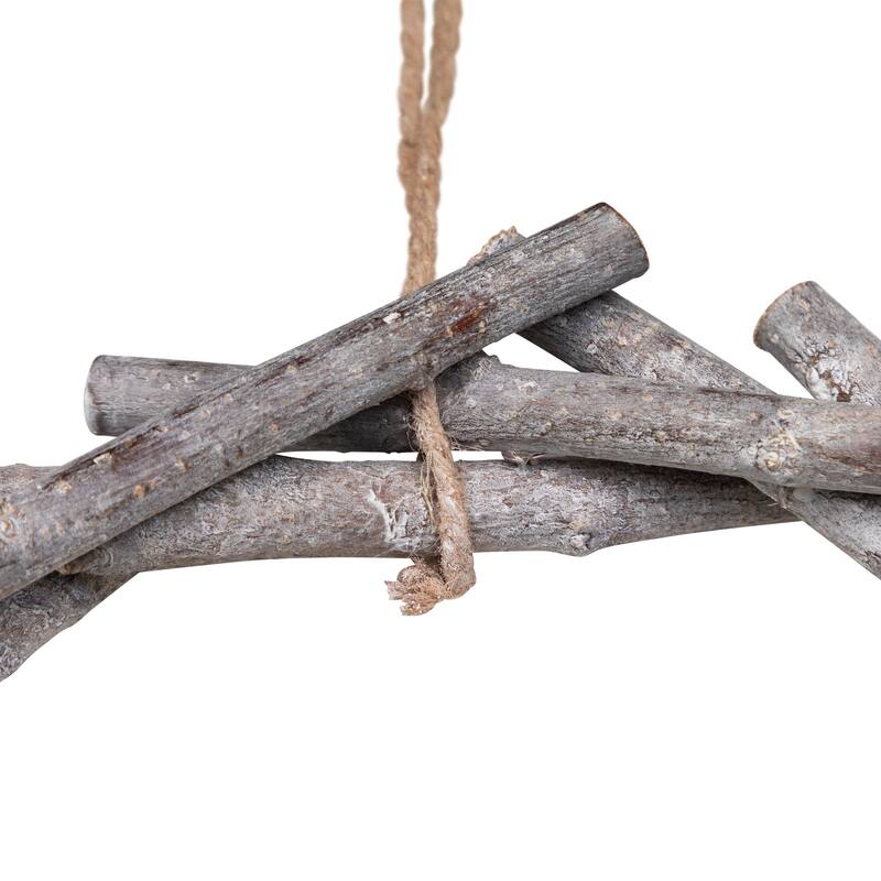 Flocked House and Pinecones Wood Branch Artificial Christmas Wreath - 12" - Unlit