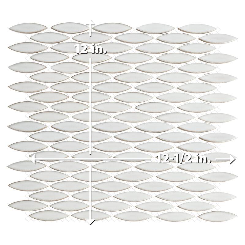 Merola Tile Pescado Glossy Cloud White 12" x 12-1/2" Porcelain Floor and Wall Tile