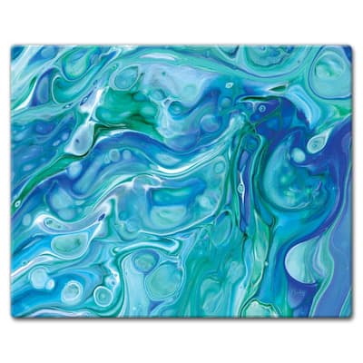 Counterart Glass Cutting Board Counter Saver 12"x15" , Ocean Vibe - 12x15x.231