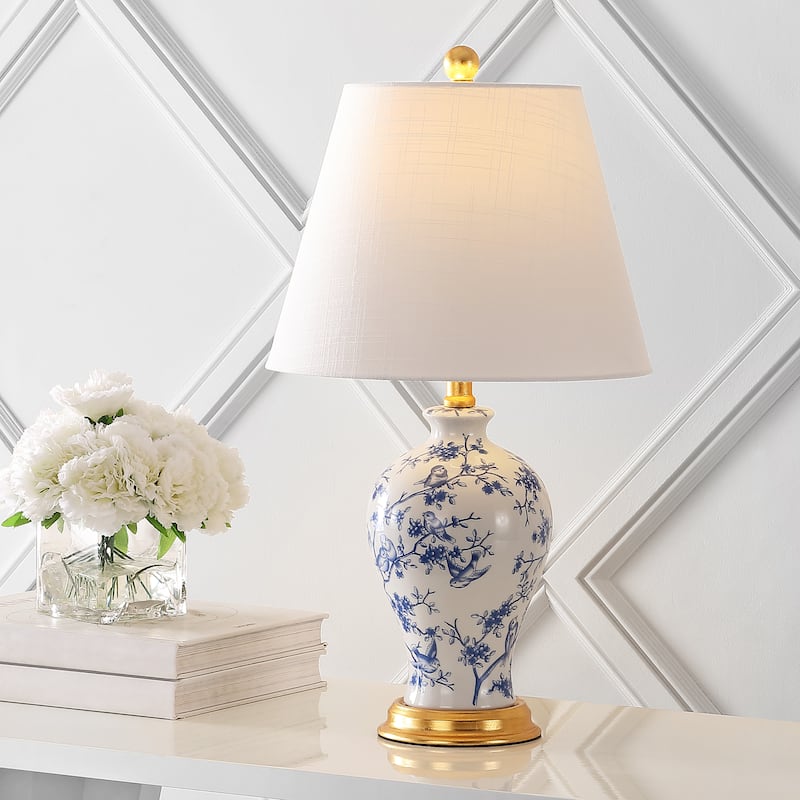 Grace 24" Floral LED Table Lamp, Multi/Brass by JONATHAN Y