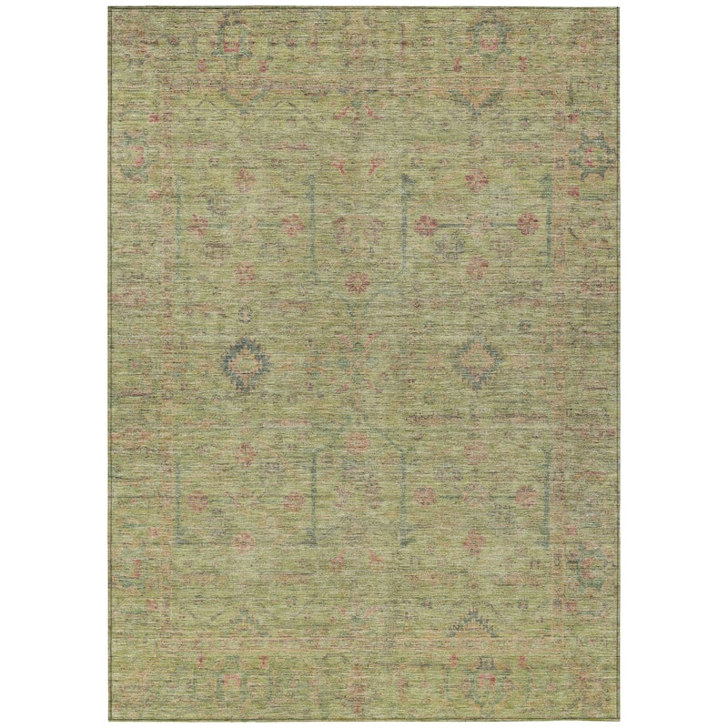 Machine Washable Indoor/ Outdoor Distressed Traditional Chantille Rug