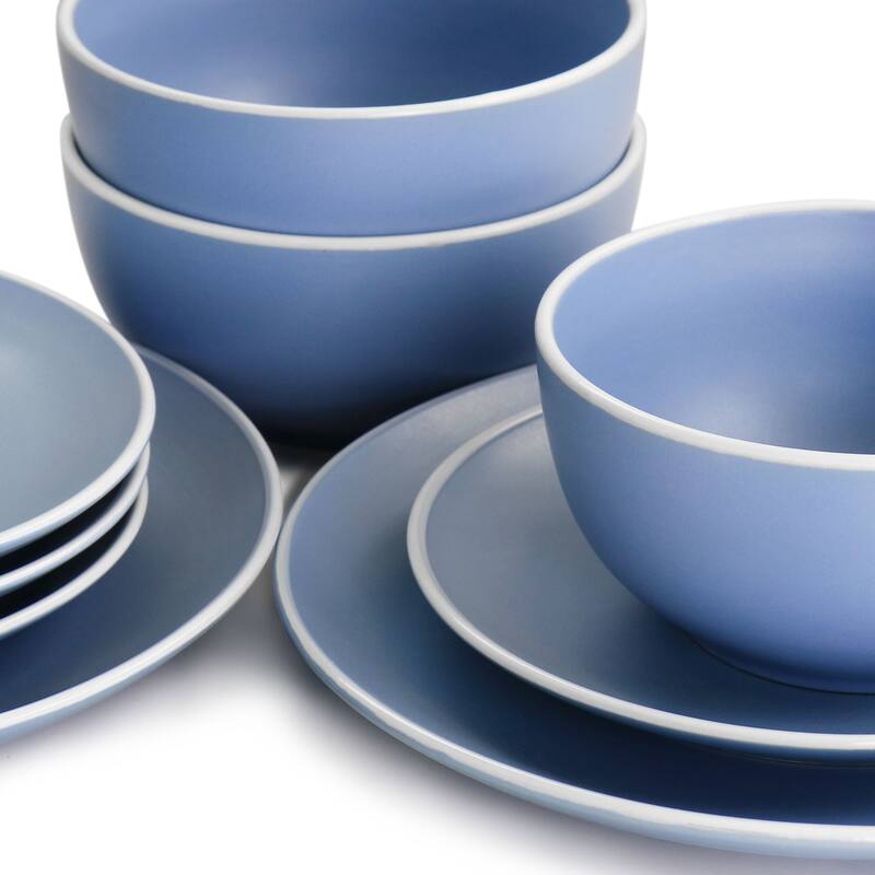 Spice by Tia Mowry Creamy Tahini 12 Piece Dinnerware Set in Matte Blue - 12 pc