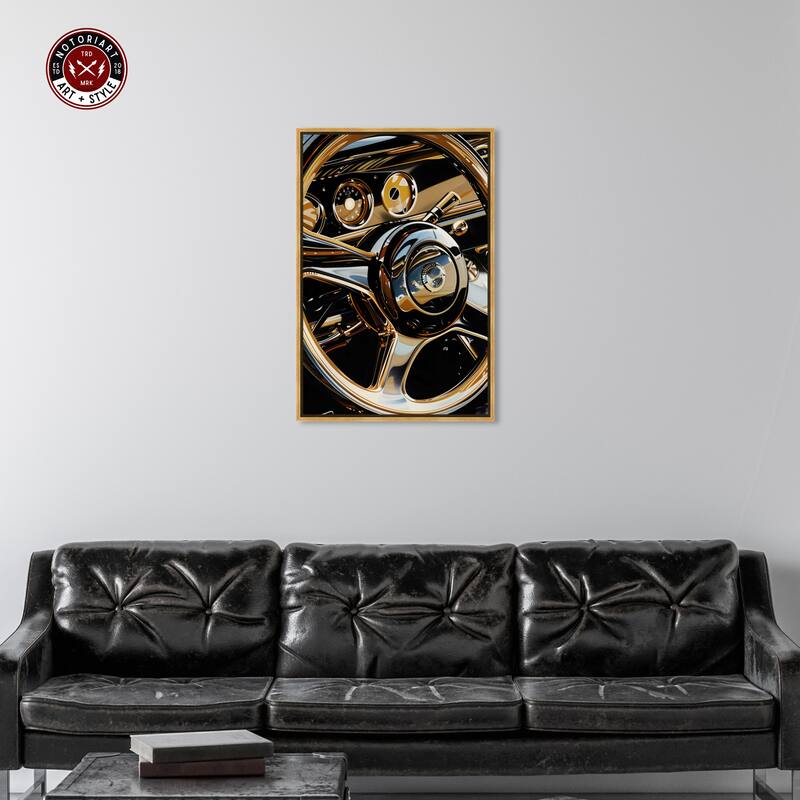 Notoriart Elegant Steering Wheel Framed Car 1 Piece Canvas Wall Art