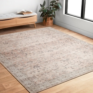 Alexander Home Venetian Printed Floral Distressed Rug - Overstock - 30684403