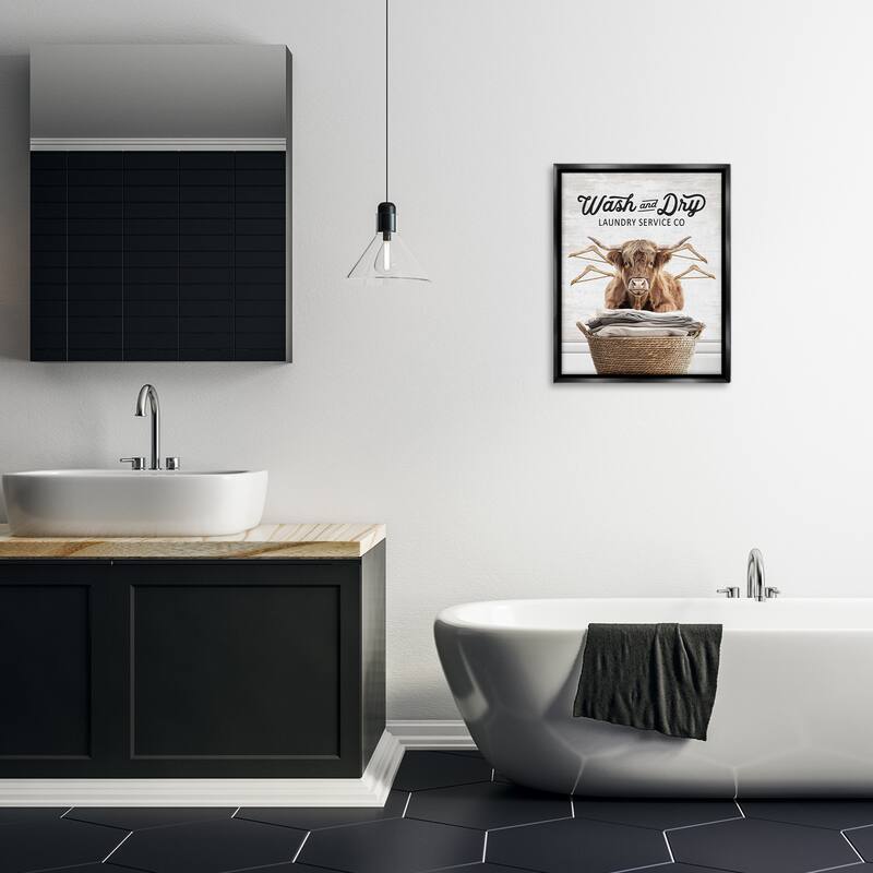Stupell Wash & Dry Classic Cattle Framed Floater Canvas Wall Art Design By Lettered and Lined
