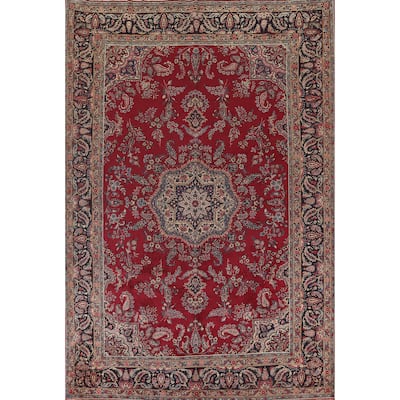 Vegetable Dye Yazd Persian Antique Area Rug Handmade Wool Carpet - 7'10"x 11'10"