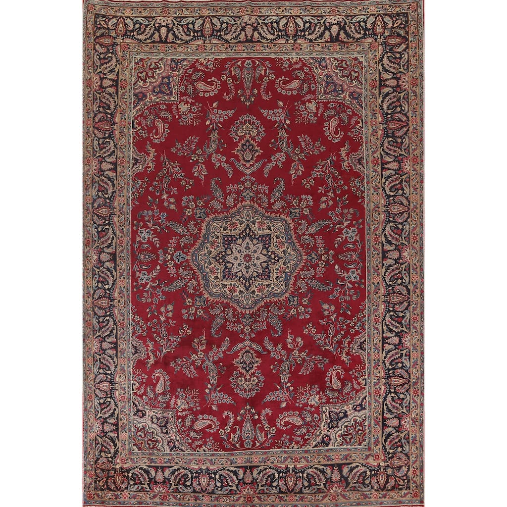 Vegetable Dye Yazd Persian Antique Area Rug Handmade Wool Carpet - 7'10"x 11'10"