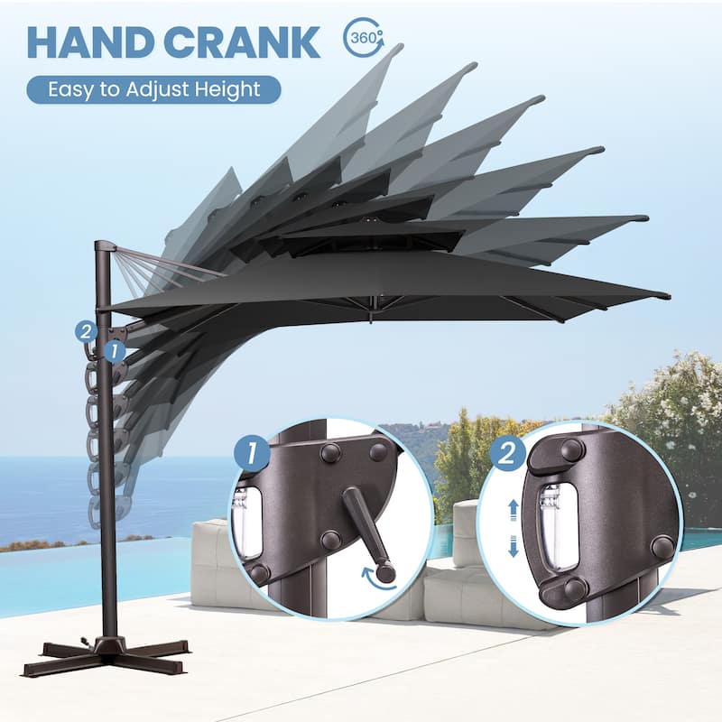 11 x 9 ft Patio Cantilever Offset Umbrella with Base Stand
