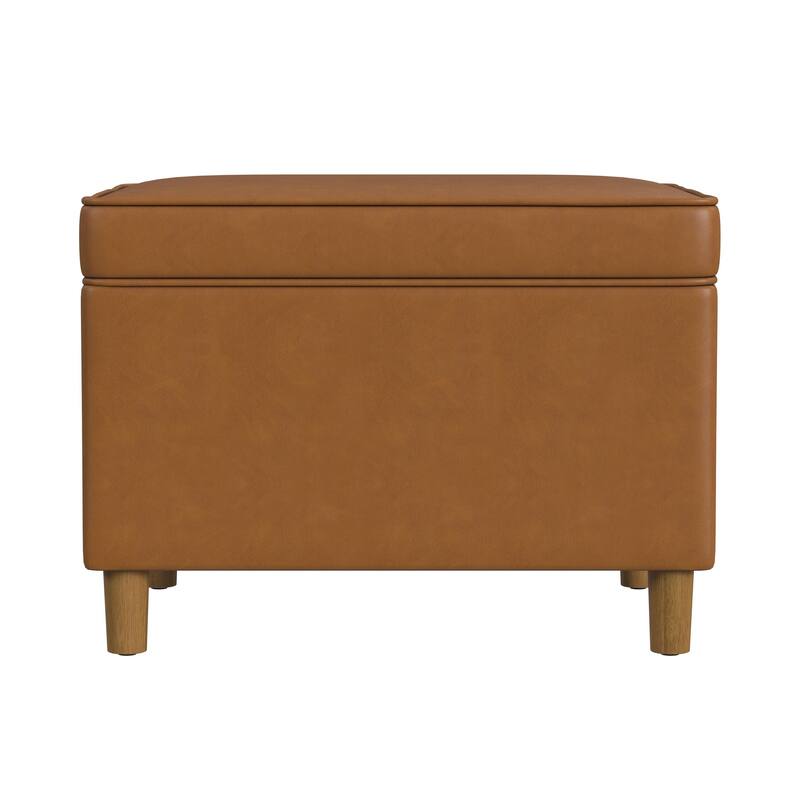 Dinah 24" Storage Ottoman with Cone Wood Legs
