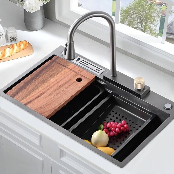 Dornberg 30'' L x 18'' W Single Bowl Drop-In Waterfall Kitchen