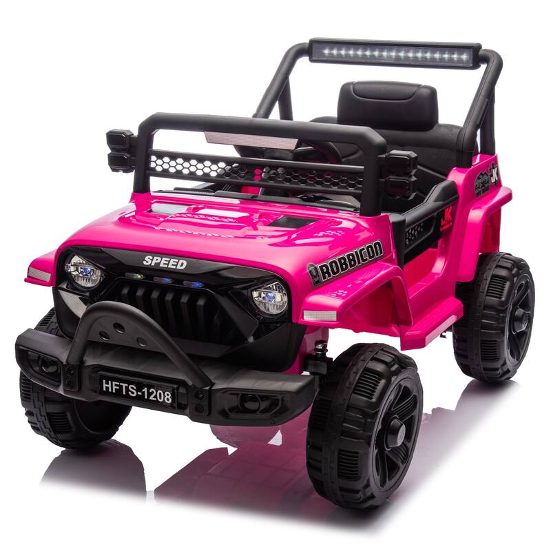 Kids' 12V Ride-On Truck with Early Education, LED Lights, and Music, Perfect Holiday Gift