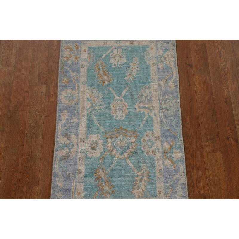 Traditional Oushak Turkish Oriental Rug Wool Hand-knotted Foyer Carpet - 2'0" x 4'0"