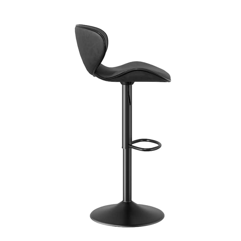 Bar Stools Set of 2, Faux Leather Bar Stools with Back, Chic Swivel Counter Stools with Footrest, Adjustable Kitchen Stools