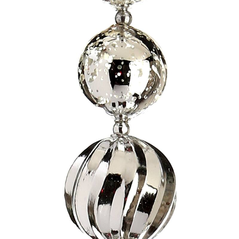60" Mercury Ball Ornament Garland Shatterproof - Silver