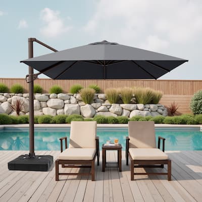 10 x 13 FT Outdoor Shade Canopy Patio Cantilever Offset Umbrella with Base