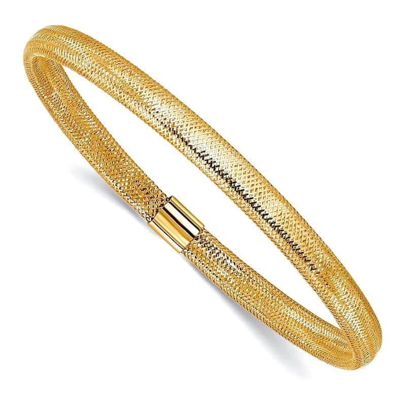 Curata 10k Yellow Gold Italian 4.5mm 7" Mesh Stretch Bangle Bracelet