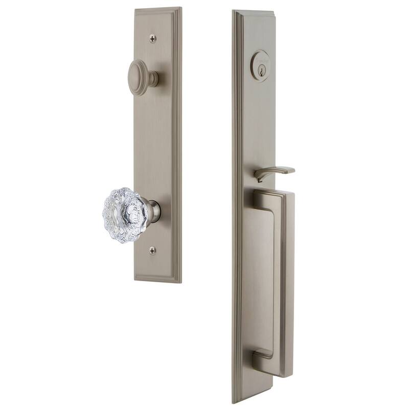 Grandeur Carre Solid Brass Rose Keyed Entry Single Cylinder Full Plate - Satin Nickel