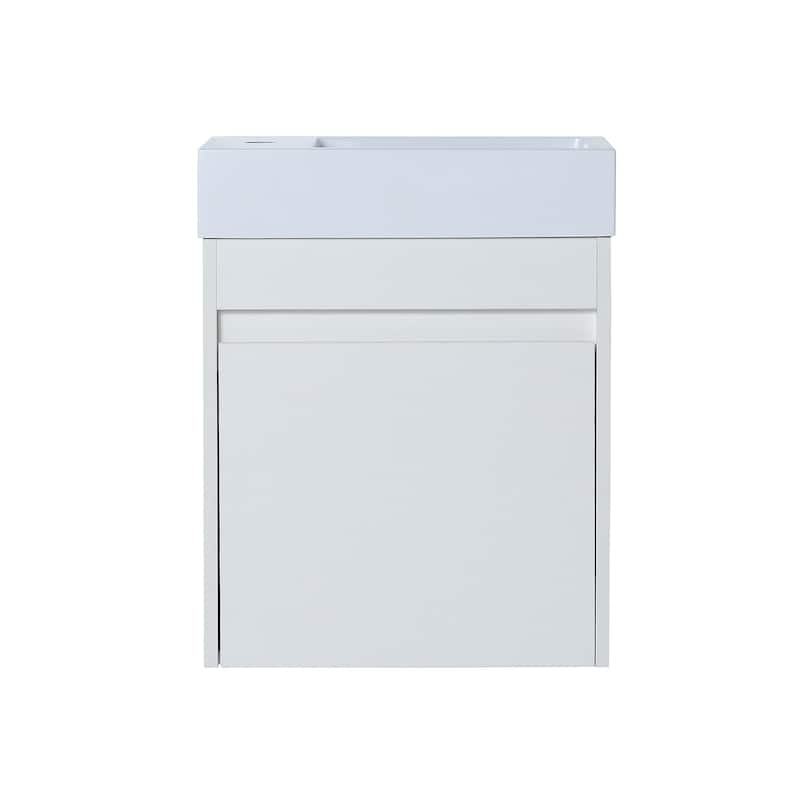 18'' Floating Wall-Mounted Bathroom Vanity with White Resin Sink ,Soft-Close Cabinet Door