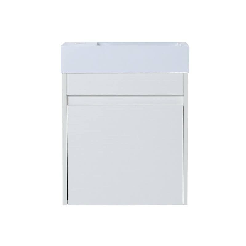 GDFStudio - Ellis Modern 18" Floating Wall-Mounted Bathroom Vanity with White Resin Sink