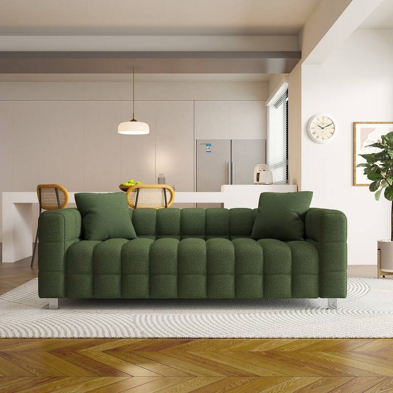 Premium 80-inch Wool Sofa with High-Density Foam Filling and Bonus Cushions