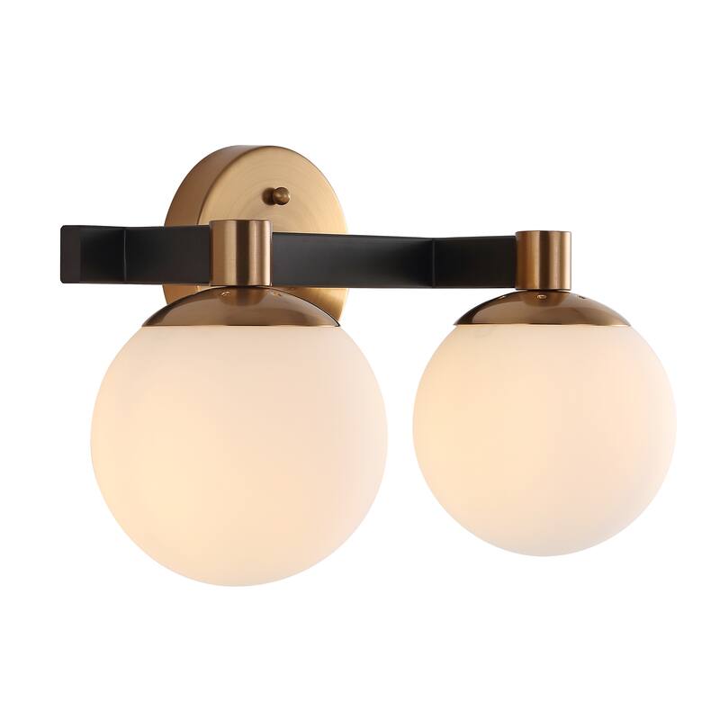 Cecil Globe Metal/Frosted Glass Modern Contemporary LED Vanity, by JONATHAN Y