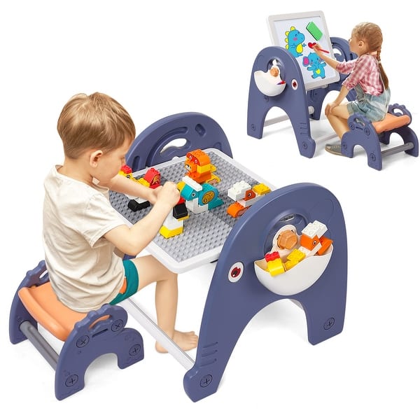 slide 2 of 7, Easel for Kids, Art Easel with Magnetic Painting Board Building Blocks