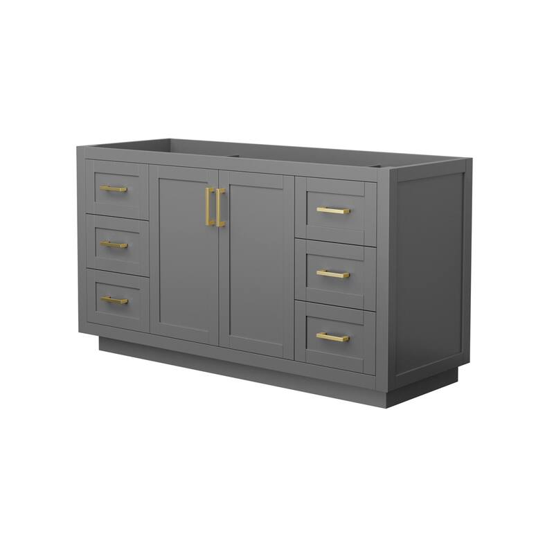 Wyndham Collection Miranda 60" Single Free Standing Vanity Cabinet - Dark Gray / Brushed Gold Hardware
