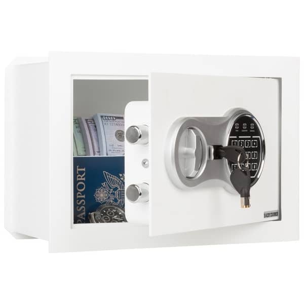 slide 2 of 7, Wall Safe - Digital Safety Box with Passcode for Quick Access and Backup Key - Personal Safe for Cash - Wall Safes by Paragon