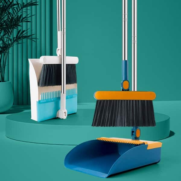 Broom and Dustpan Set, Folding Dustpan and Brush Combo
