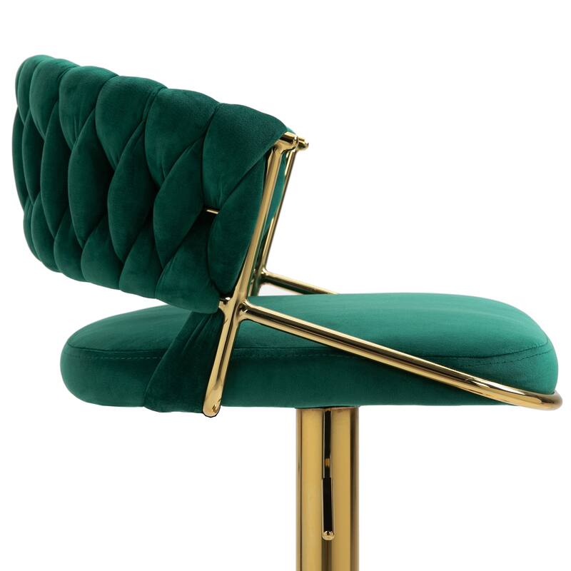 Modern Velvet Counter Bar Stools with Backs(Set of 2)