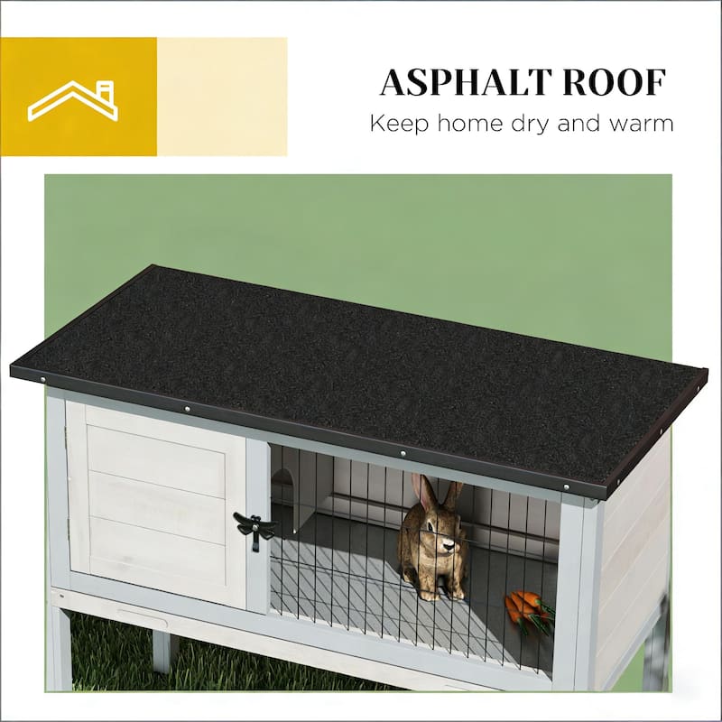 Small Animal Cage Rabbit Hutch,Elevated Rabbit Hutch，is designed for convenient cleaning - Black+ Gray