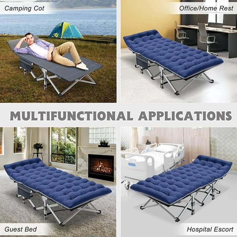 DoCred Folding Camping Cot W/Mat for Adults, Travel Bed with Carry Bag