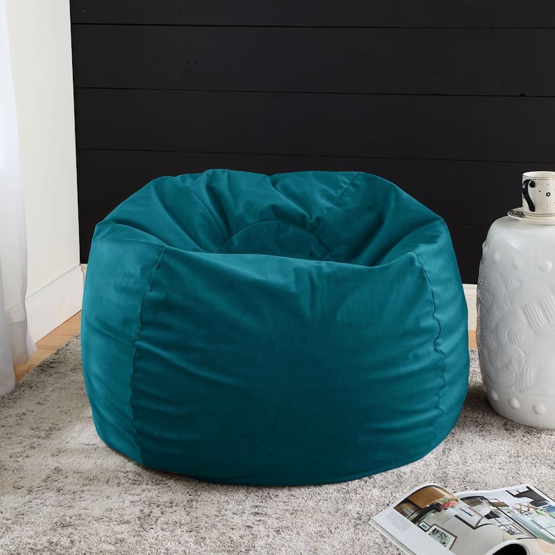 Sorra Home Solid Velvet Indoor Bean Bag - Nile 30 in W x 30 in W x 20 in H
