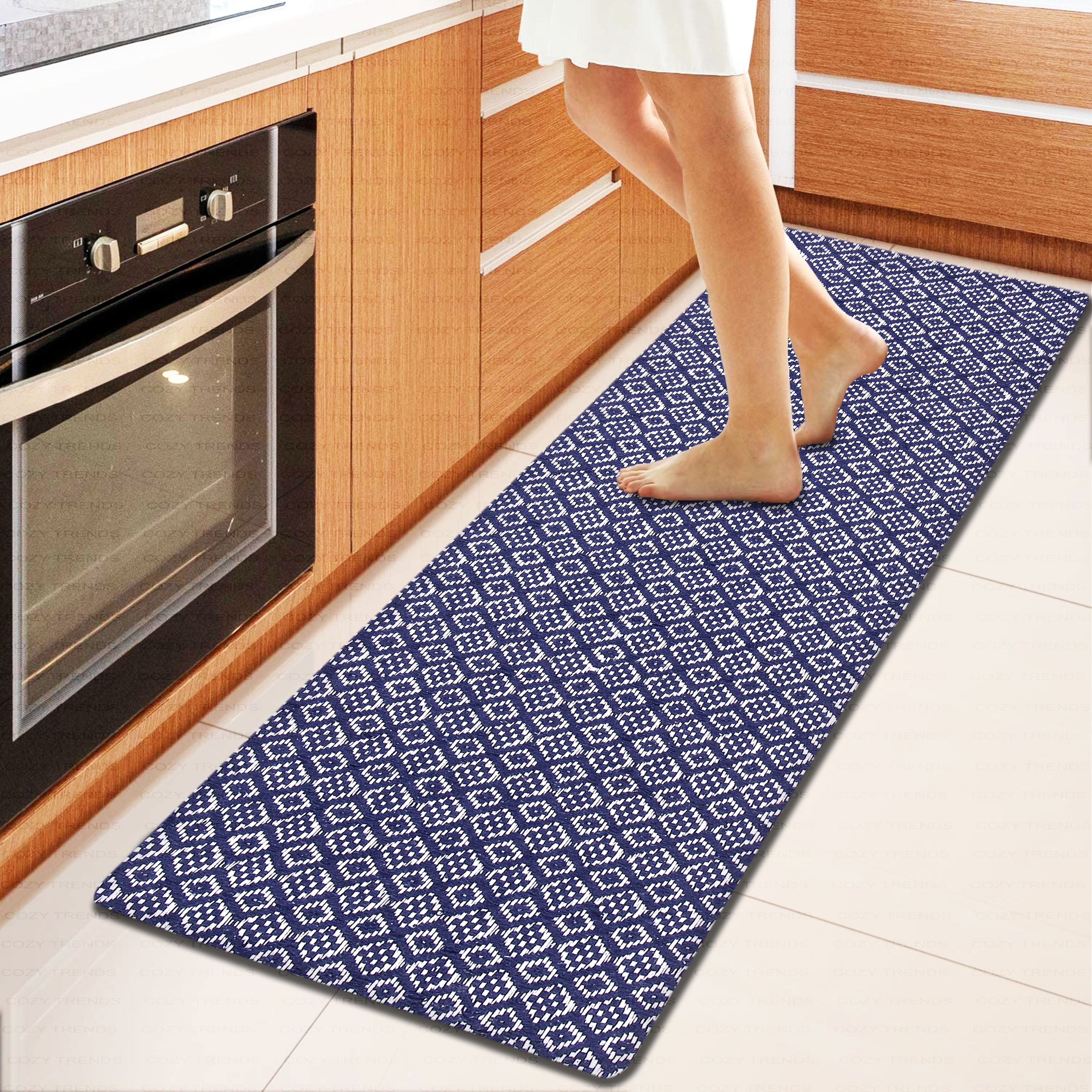 Anti-Fatigue Kitchen/Bathroom/Bed side Mat Hand Woven Runner Rug Cushioned Cotton Mat 18x48'' - 18''x48''