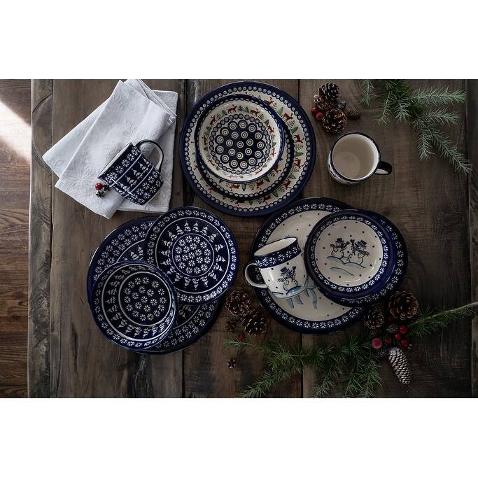 Blue Rose Polish Pottery Zaklady Dessert Plate