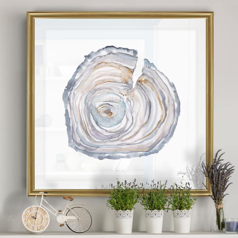 Watercolor Tree Ring II -Black Framed Print